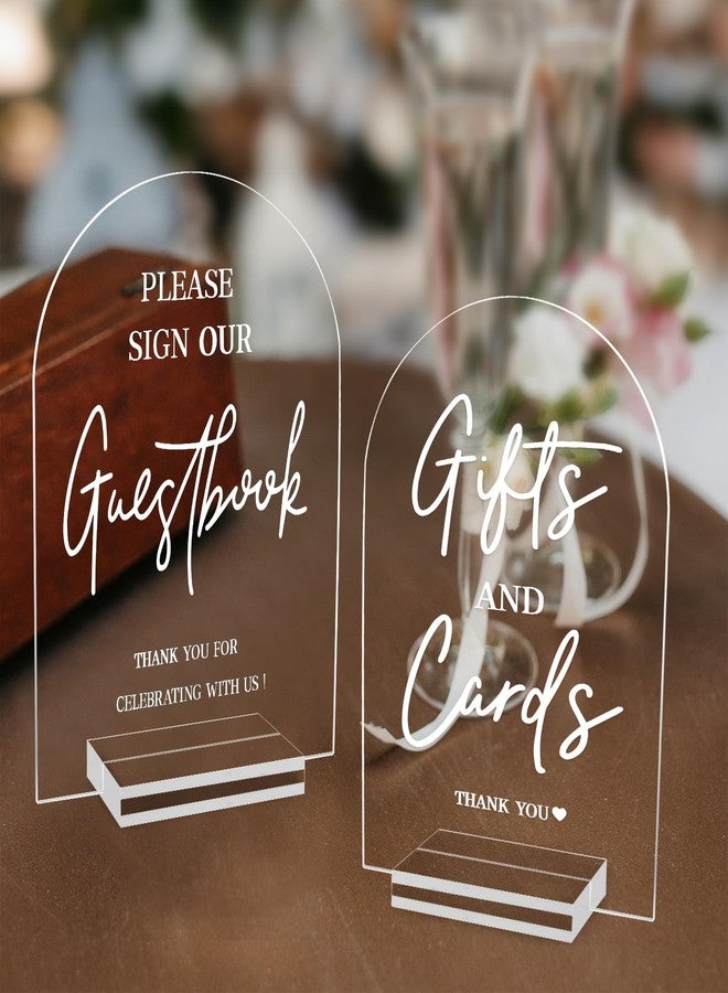 KOSKIMER 2pcs Clear Acrylic Wedding Signs - 5x7 Inch Modern Ceremony & Reception Signage with Holder - Image 1